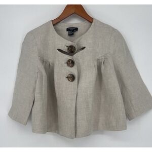 Sandro Sportswear cropped linen swing jacket in beige Size M